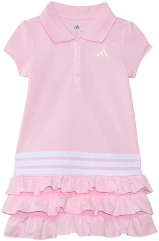 adidas Girls Short Sleeve Active Polo Ruffle Dress