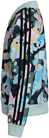 Adidas Girls' Zip Front Tricot Bomber Jacket White With Multicolor Medium