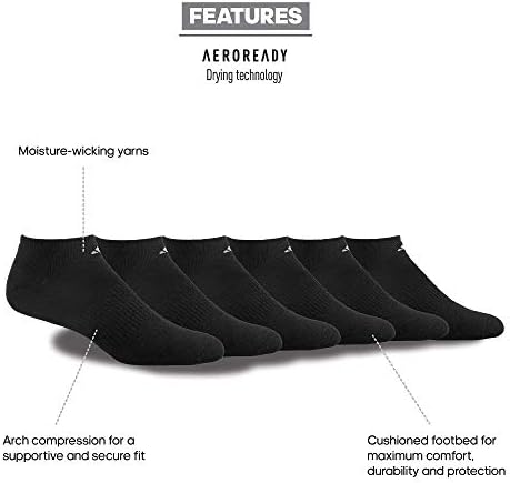Adidas Men's Athletic Cushioned 6-Pack No Show Socks For Men