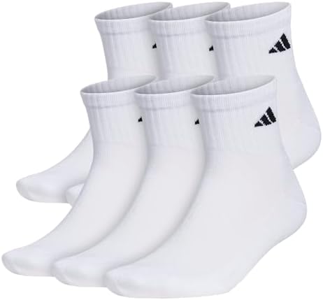 adidas Men's Socks Athletic Cushioned Quarter 6-Pack Ankle Fit with Arch Support