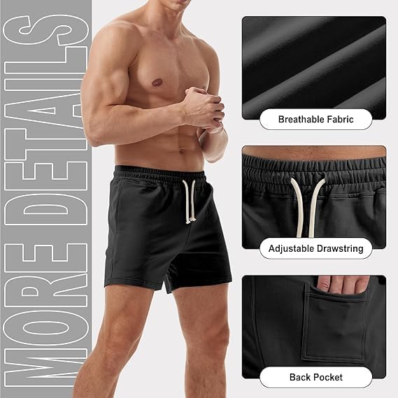 AIMPACT Mens Workout Sweat Shorts 5 Inch Cotton Casual Fitness Mens Athletic Gym Shorts With Pockets