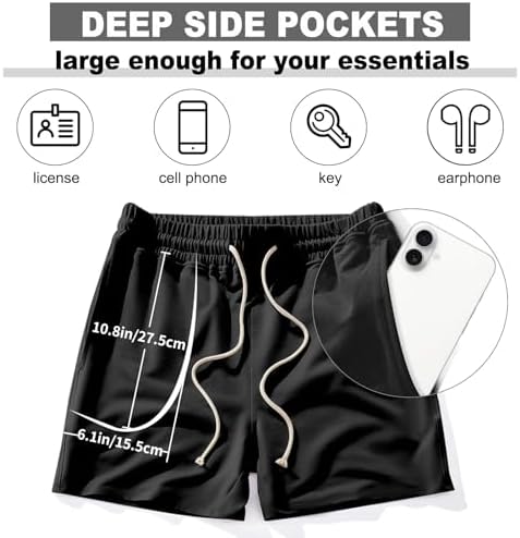 AIMPACT Mens Workout Sweat Shorts 5 Inch Cotton Casual Fitness Mens Athletic Gym Shorts With Pockets
