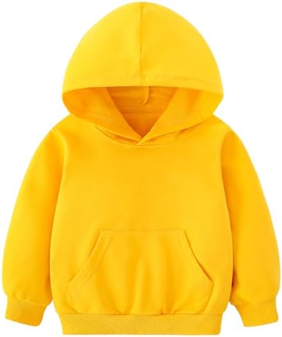 AIWUHE Toddler Boys Girls Hooded Sweatshirt Solid Pullovers Long Sleeve Hoodie Kids Cotton Crewneck Fall Tops 2-6Y Blouse