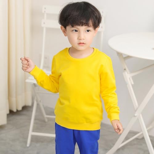 AIWUHE Toddler Boys Girls Solid Pullovers Sweatshirt Long Sleeve T-Shirt Kids Cotton Crewneck Thin Tops 1-8 Years Blouse
