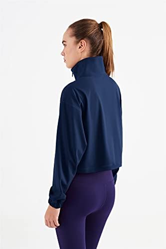 Altiland Half Zip Pullover Cropped Jackets For Women Long Sleeve Workout Athletic Running Yoga Shirts
