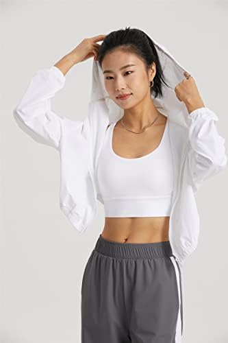 Altiland Women's UPF 50+ Sun Protection Cropped Jackets Zip Up Cooling Shirt Athletic Workout Running Hoodie