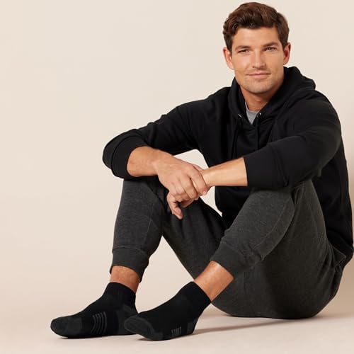 Amazon Essentials Men's Athletic Ankle Socks Breathable Cotton Blend Cushioned 6 Pairs