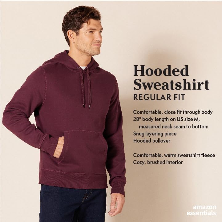 Amazon Essentials Men's Pullover Sweatshirt Hoodie Big & Tall Options Available