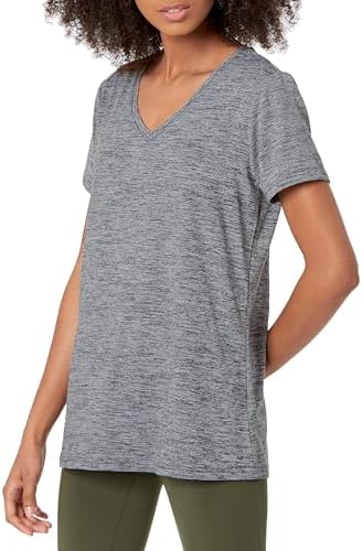 Amazon Essentials Women's Active Quick Dry Tech Stretch Short-Sleeve V-Neck T-Shirt (Available In Plus Size) Pack Of 2