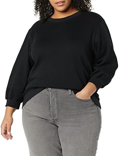 Amazon Essentials Women's French Terry Fleece Crewneck Sweatshirt With Sleeve Detail