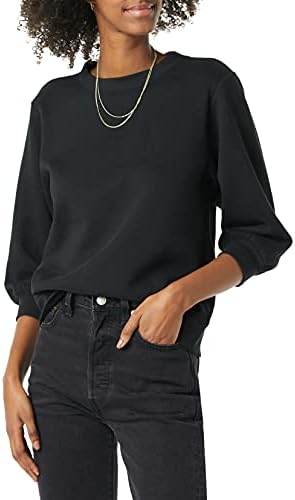 Amazon Essentials Women's French Terry Fleece Crewneck Sweatshirt with Sleeve Detail