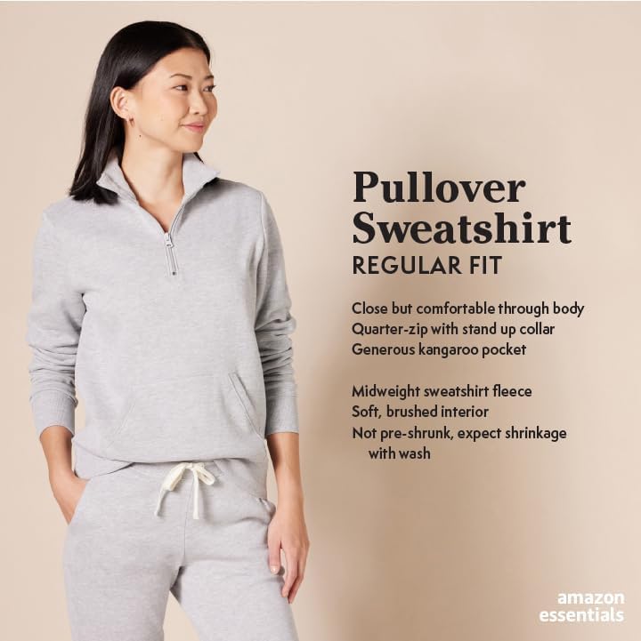 Amazon Essentials Women's Long-Sleeve Fleece Quarter-Zip Top (Available In Plus Size)