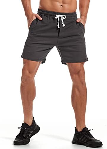 AMY COULEE Mens Athletic Workout Shorts 5.5" Cotton Casual Shorts Elastic Waist Joggers Sports SweatShorts