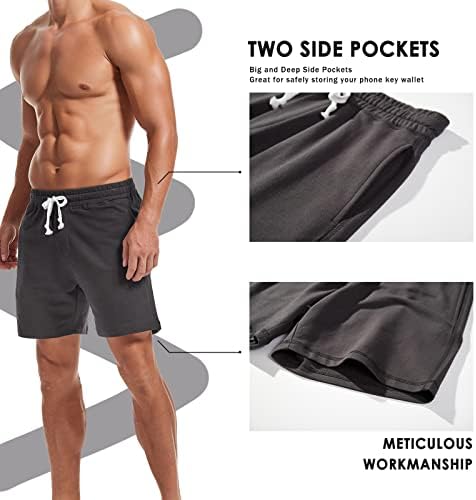 AMY COULEE Mens Athletic Workout Shorts 5.5" Cotton Casual Shorts Elastic Waist Joggers Sports SweatShorts