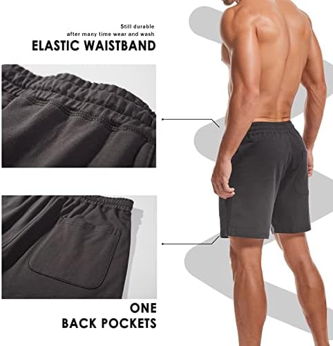 AMY COULEE Mens Athletic Workout Shorts 5.5" Cotton Casual Shorts Elastic Waist Joggers Sports SweatShorts