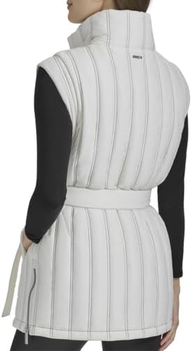 Andrew Marc Women's Self Tie Quilted Tunic Length Vest