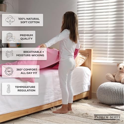 Andrew Scott Girl's Long Sleeve Thermal Underwear Top Multi Pack