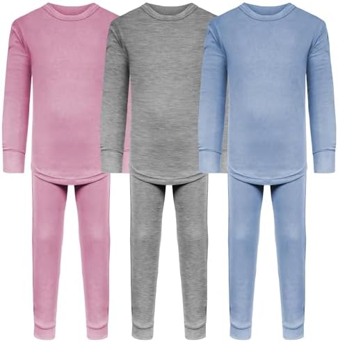 Andrew Scott Kids Base Layer Underwear Sets Ultra-Soft Cotton Stretch Girls - Boys 3 Tops + 3 Bottoms