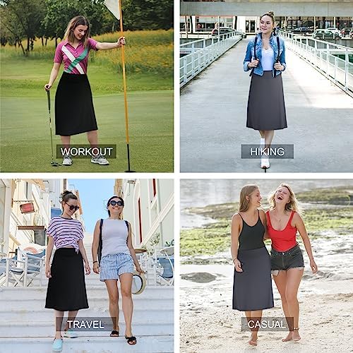 ANIVIVO Women's Midi Length Skorts Skirts With Pockets Modest Skirts 28" Long Knee Length Athletic Skorts