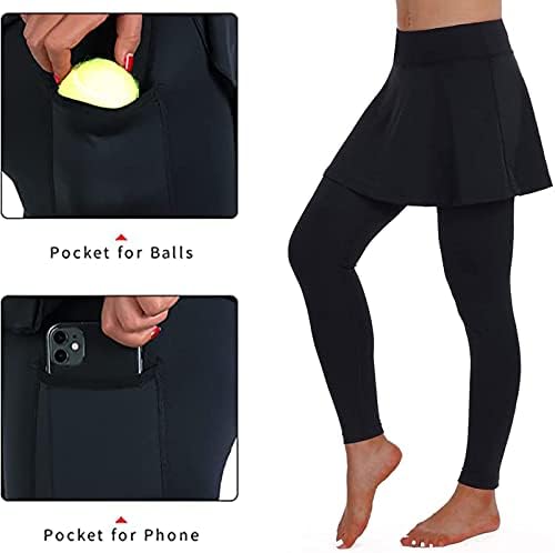 ANIVIVO Women Tennis Skirted Leggings With Pockets Capris Yoga Leggings With Skirts&Tennis Pickleball Clothing