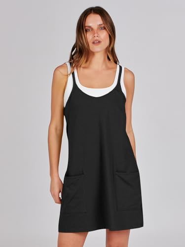 ANRABESS Women Athletic Dress Summer Tennis Workout Active Sports Mini Romper Dress Built In Shorts Travel Vacation Clothes