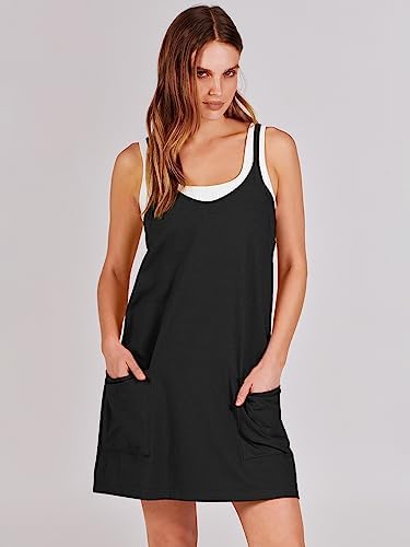 ANRABESS Women Athletic Dress Summer Tennis Workout Active Sports Mini Romper Dress Built In Shorts Travel Vacation Clothes