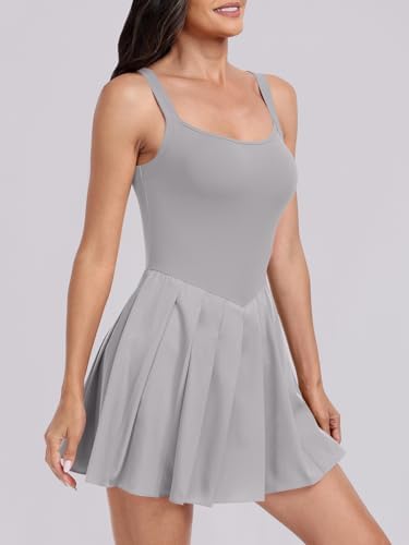 ANRABESS Women's Tennis Athletic Pleated Summer Mini Dress 2025 Golf Workout Build In Shorts Casual Romper Short Sundress