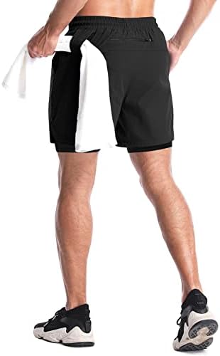 Aolesy Men's 2 In 1 Running Shorts 5" Workout Gym Athletic Shorts For Men Quick Dry Lightweight Training Shorts With Pockets