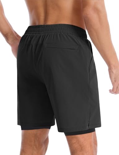 Aolesy Men's 5''/7'' Running Shorts Quick Dry Workout Gym Shorts With Pockets Tennis Training Athletic（Linerless & Liner）