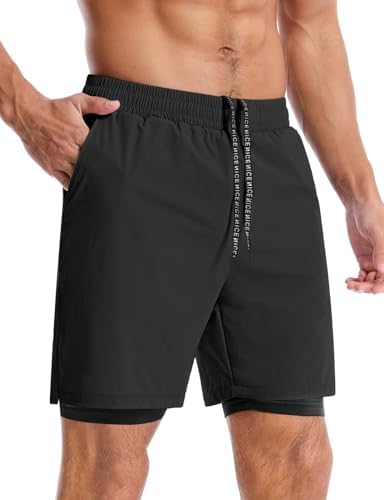 Aolesy Men's 5''/7'' Running Shorts Quick Dry Workout Gym Shorts With Pockets Tennis Training Athletic（Linerless & Liner）