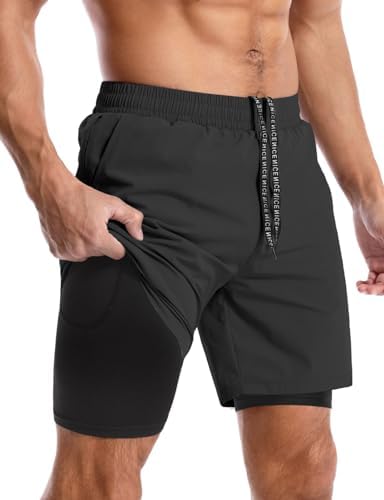 Aolesy Men's 5''/7'' Running Shorts Quick Dry Workout Gym Shorts with Pockets Tennis Training Athletic（Linerless & Liner）