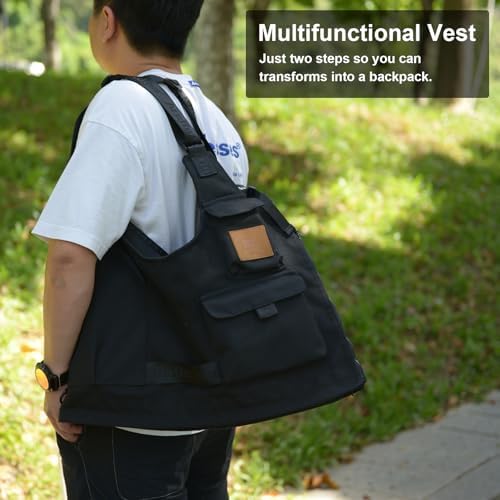 AREFFA Adjustable Fishing Vest For Men 10-Pocket Cargo Vest For Hiking & Travel