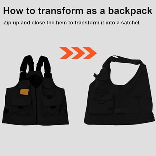 AREFFA Adjustable Fishing Vest For Men 10-Pocket Cargo Vest For Hiking & Travel
