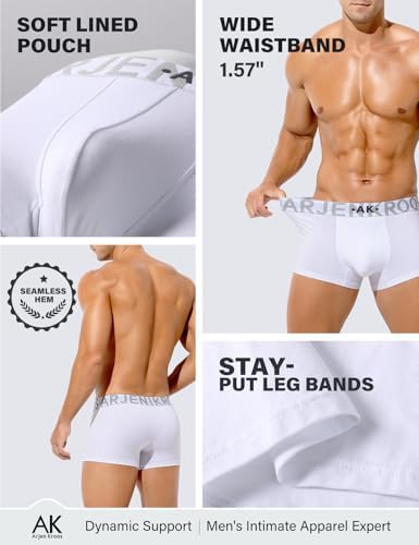 Arjen Kroos Breathable Cotton Underwear For Men 4 Pack Moisture Wicking Boxer Briefs Anti-Roll Trunk With Plush Waistband