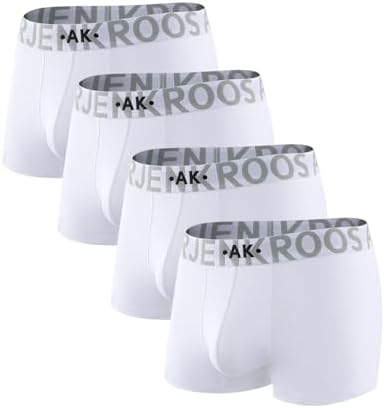 Arjen Kroos Breathable Cotton Underwear for Men 4 Pack Moisture Wicking Boxer Briefs Anti-Roll Trunk with Plush Waistband