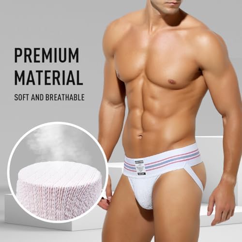 Arjen Kroos Men's Jockstrap Athletic Support Jock Strap With 3" Elastic Waistband & Ventilated Pouch For Gym/Sports