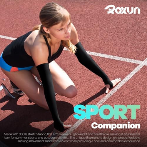 Arm Sleeves With Thumb Hole Cooling UV Protection Compression Tattoo Cover Up For Men/Women