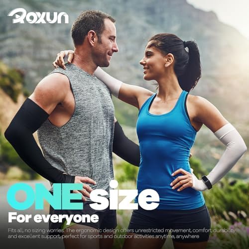 Arm Sleeves With Thumb Hole Cooling UV Protection Compression Tattoo Cover Up For Men/Women