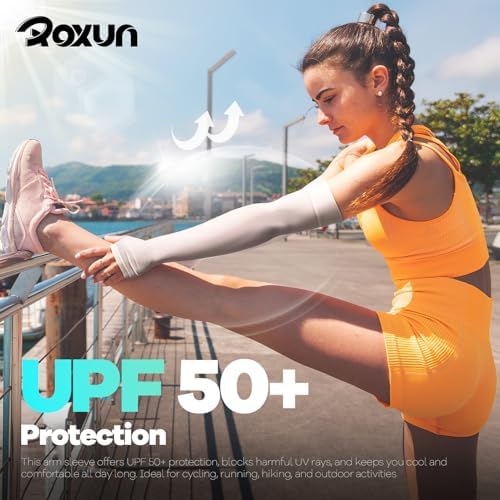 Arm Sleeves With Thumb Hole Cooling UV Protection Compression Tattoo Cover Up For Men/Women