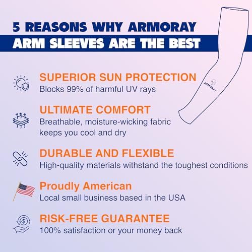 ARMORAY Arm Sleeves For Men Or Women - Tattoo Cover Up - Cooling Sports Sleeve For Basketball Golf Football