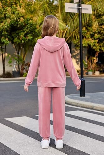 Arshiner 2 Piece Outfits For Girls Velour Tracksuit Hoodie And Jogger Set Sweatsuit Athletic Clothes Sets