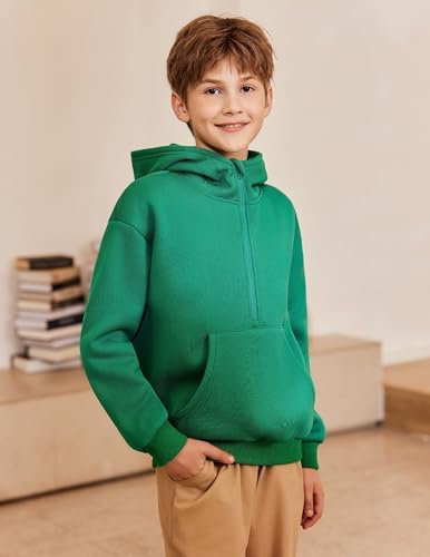 Arshiner Boy's Hooded Sweatshirts Long Sleeve Hoodies Kids Quarter Zip Pullover With Kangaroo Pocket 5-14Y
