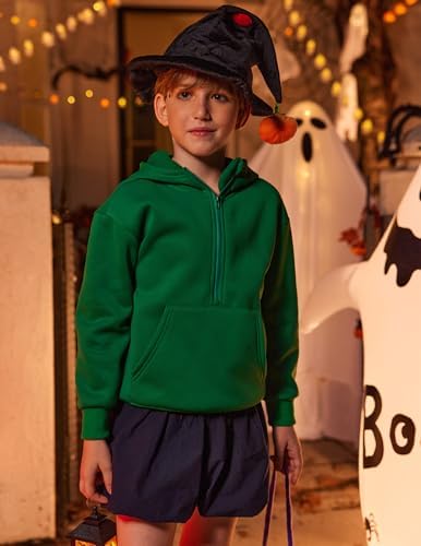 Arshiner Boy's Hooded Sweatshirts Long Sleeve Hoodies Kids Quarter Zip Pullover With Kangaroo Pocket 5-14Y