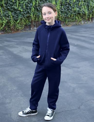 Arshiner Girls 2 Piece Outfit Drop Shoulder Zip Up Hoodies And Sweatpant Clothing Set With Pockets