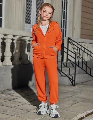 Arshiner Girls 2 Piece Outfits Jogger Sets Zip Up Hoodie Sweatshirts And Sweatpants With Pockets Tracksuits Sweatsuits