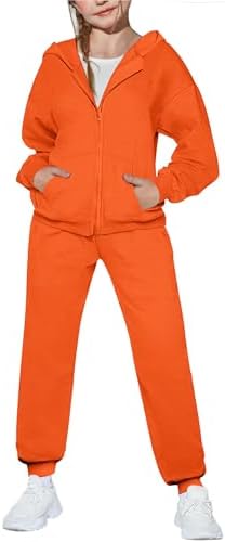 Arshiner Girls 2 Piece Outfits Jogger Sets Zip Up Hoodie Sweatshirts and Sweatpants with Pockets Tracksuits Sweatsuits