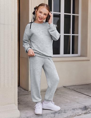 Arshiner Girls Clothes 2 Piece Fashion Fall Outfits Oversize Pullover Sweatshirt And Sweatpant Sweatsuit Sets With Pockets