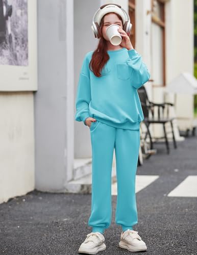 Arshiner Girls Clothes 2 Piece Fashion Fall Outfits Oversize Pullover Sweatshirt And Sweatpant Sweatsuit Sets With Pockets