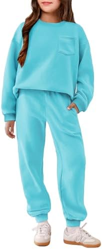 Arshiner Girls Clothes 2 Piece Fashion Fall Outfits Oversize Pullover Sweatshirt and Sweatpant Sweatsuit Sets with Pockets