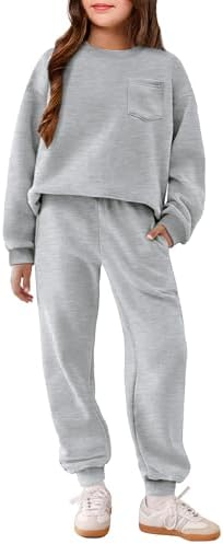 Arshiner Girls Clothes 2 Piece Fashion Fall Outfits Oversize Pullover Sweatshirt and Sweatpant Sweatsuit Sets with Pockets